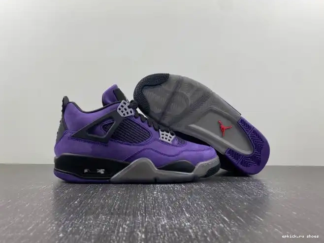 Cheap Purple Jordan 4 Air x Scott Travis Suede 0501